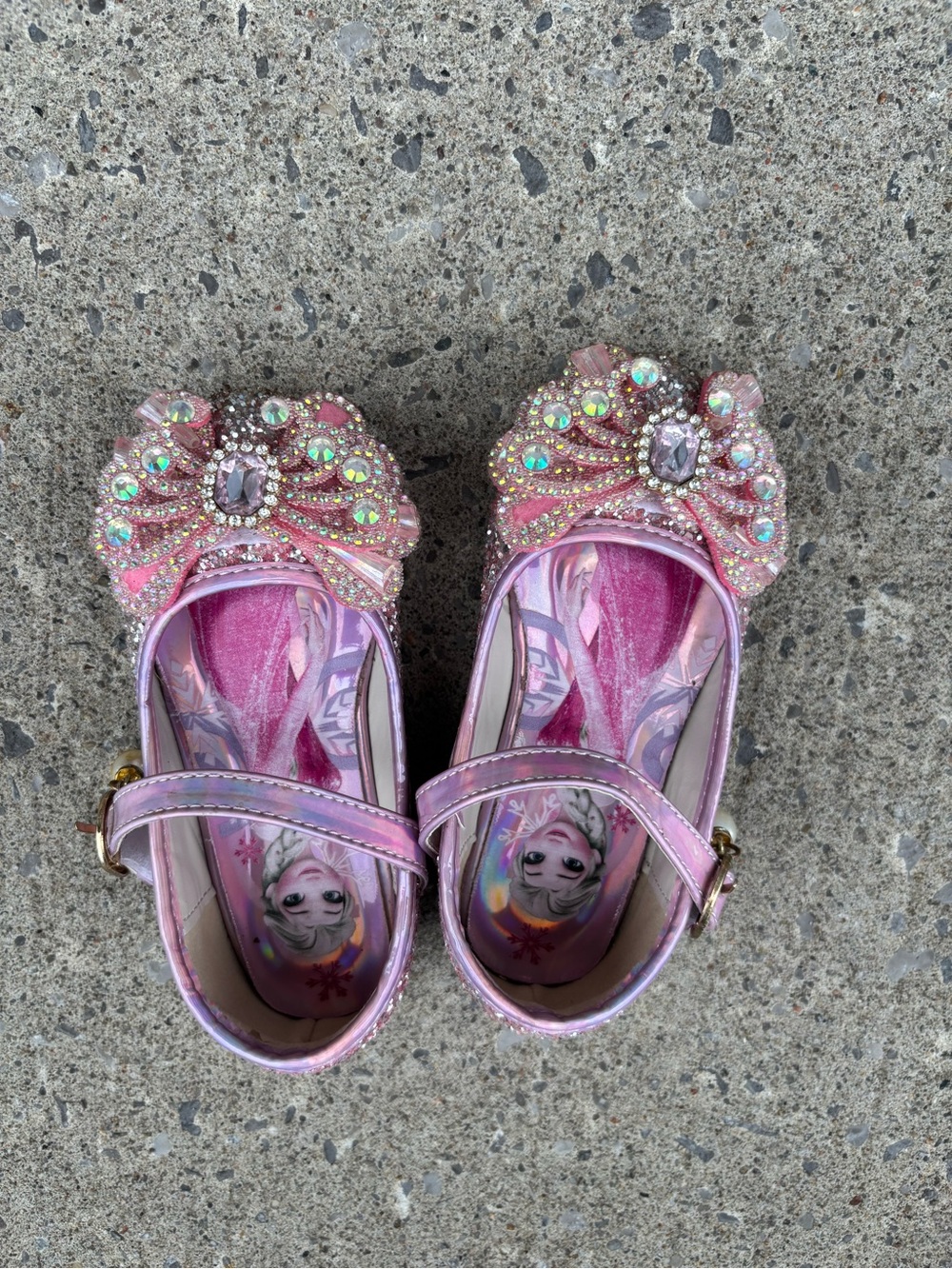 Girls' Pink Sparkle Gem Elsa Mary Jane Shoes